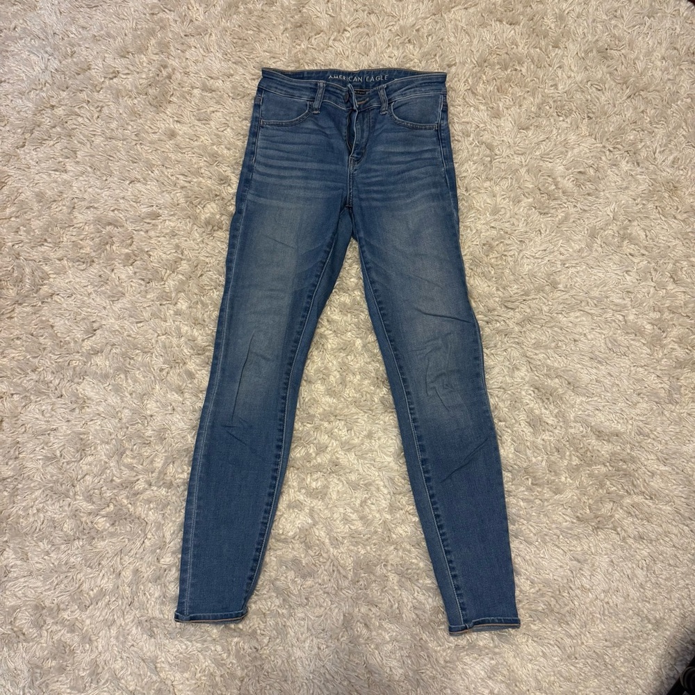 American Eagle Outfitters Blue Skinny Jeans Mid-Rise
